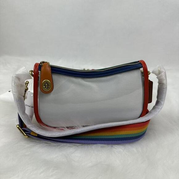 Coach Stadium Swinger Bag Shoulder/Crossbody In Clear PVC & Leather/Rainbow NWT - Picture 5 of 11